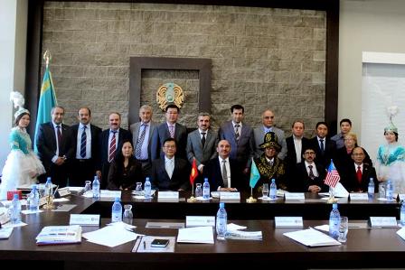 At Suleymen Demirel University (SDU), Almaty. Also present was the President of International Ataturk Alatoo University, Kyrgyz Republic Professor Osman Gokalp (front row, second from right) and SDU’s Rector, Professor Mesut Akgul (front row, fourth fro